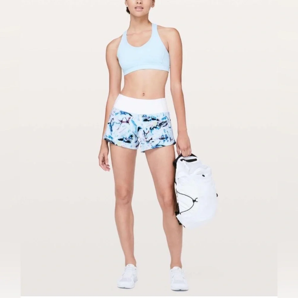 2018 Lululemon Run Times Short II 4” – Exposure Crystallize Multi / White Size 4 - Picture 3 of 8